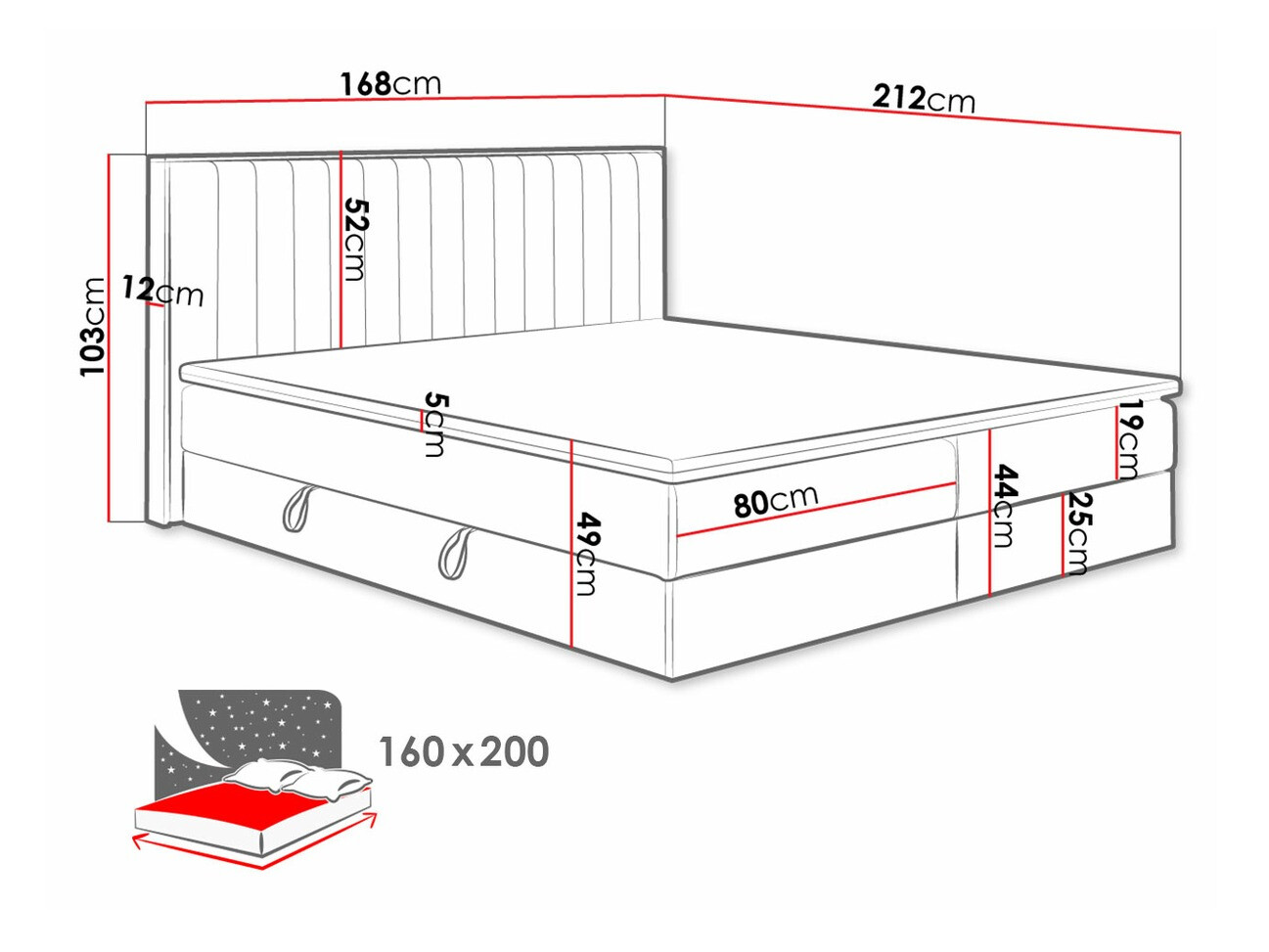 Letto continentale ComfiDream Odelra (Quercia dorata + Soro 24)