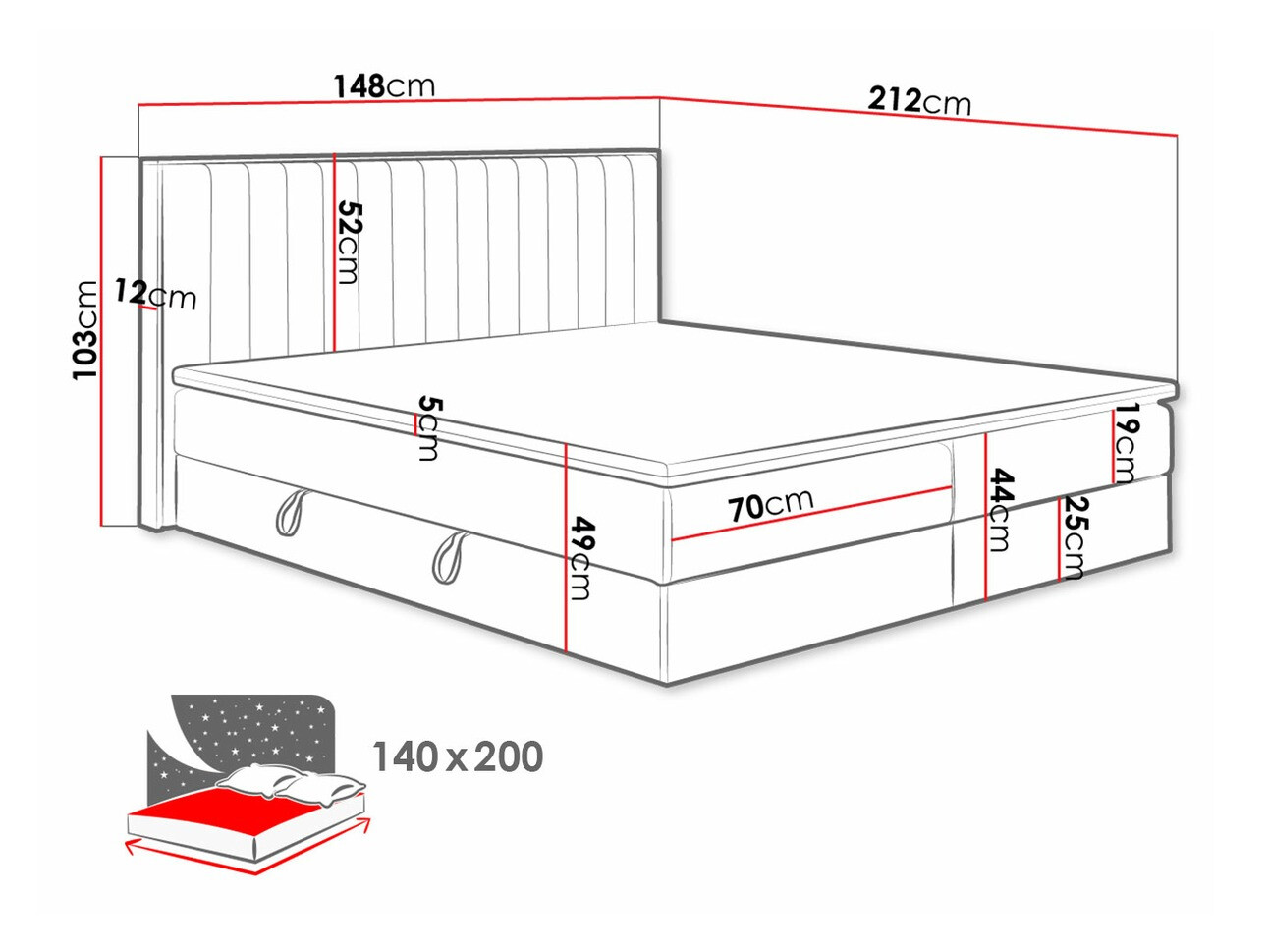 Letto continentale ComfiDream Odelra (Soro 100)