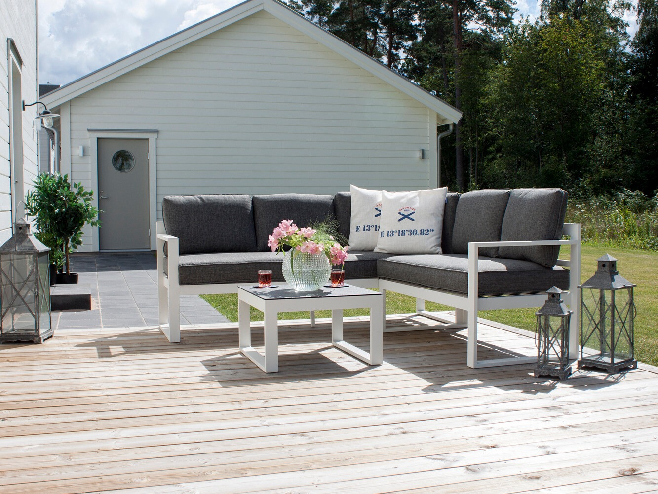 Mobili da giardino Dallas 773 (Bianco + Grigio)
