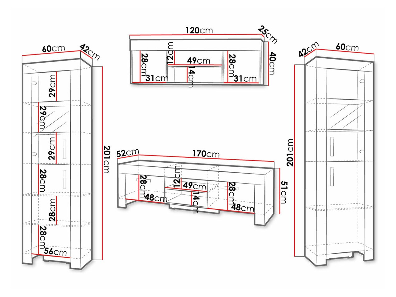 Parete attrezzata Melfeli 124 (Sonoma quercia)