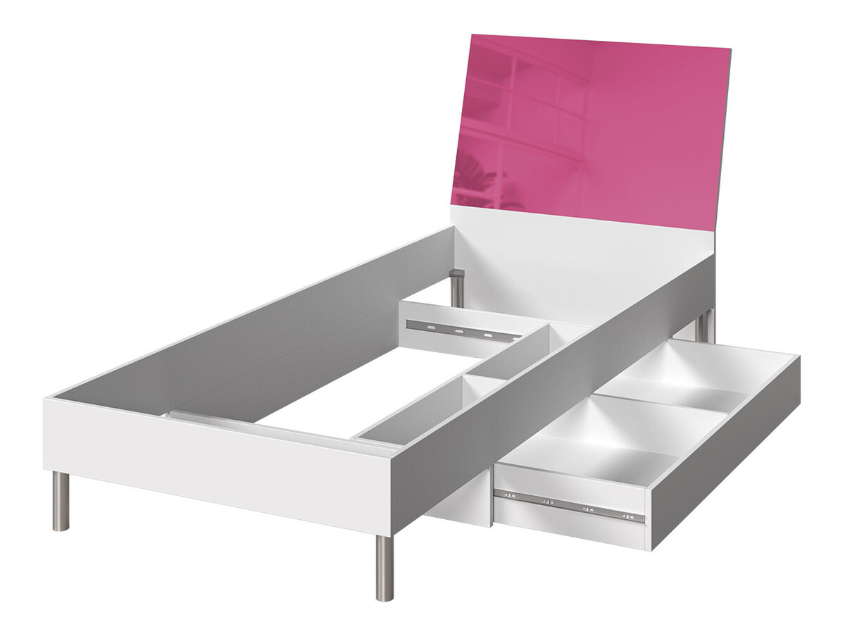 Letto Campus (Bianco + Rosa lucido)