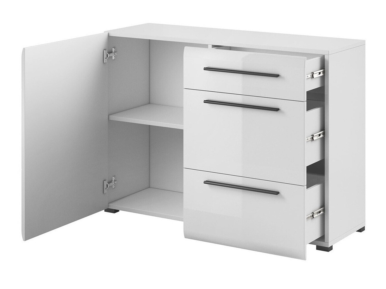 Cassettiera Ophsalu 107 (Bianco + Bianco lucido)