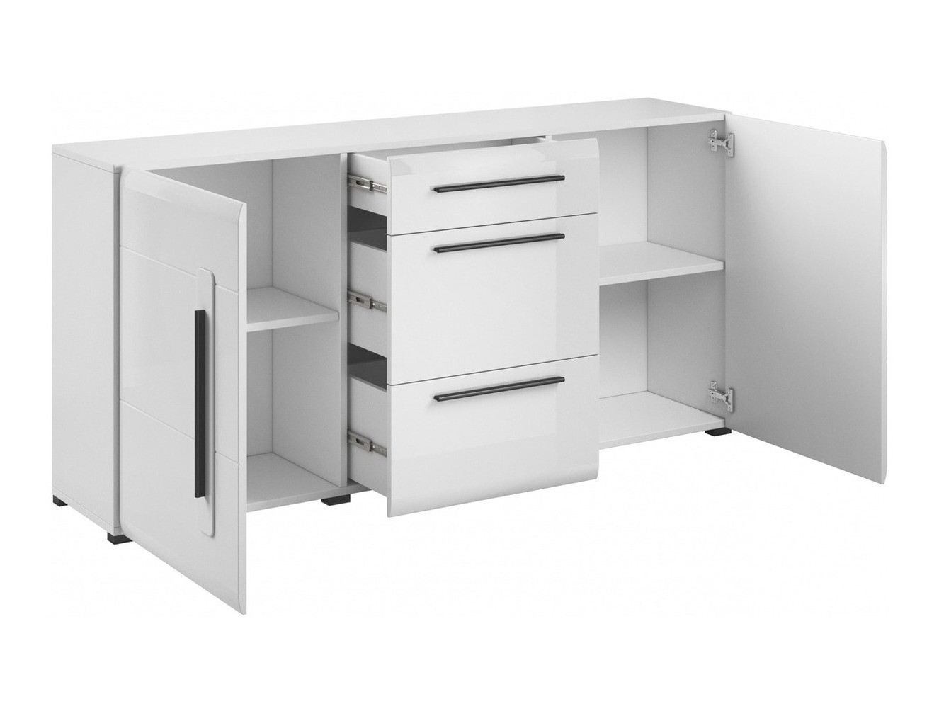 Cassettiera Ophsalu 108 (Bianco + Bianco lucido)