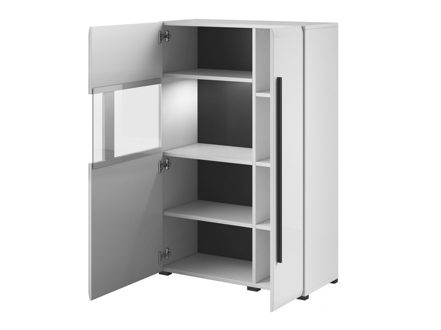 Parete attrezzata Ophsalu 111 (Bianco + Bianco lucido)