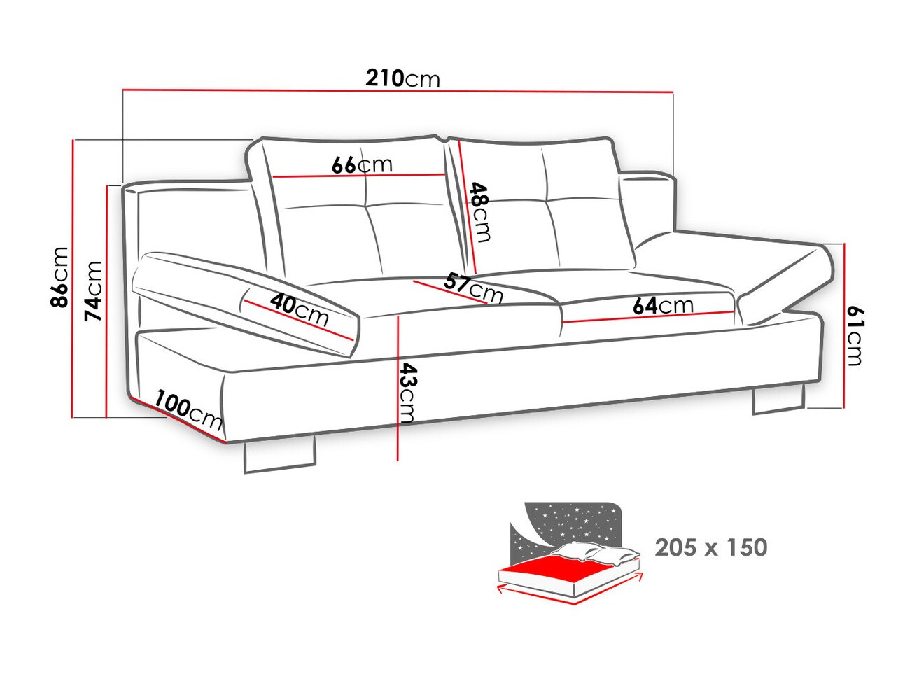 Divano letto Lincoln 100 (Bergamo 100)