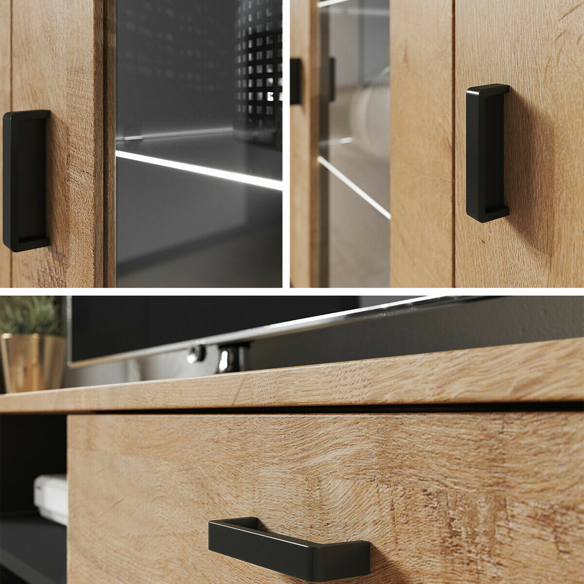 Parete attrezzata Tornola 110 (Bianco + Bianco lucido)