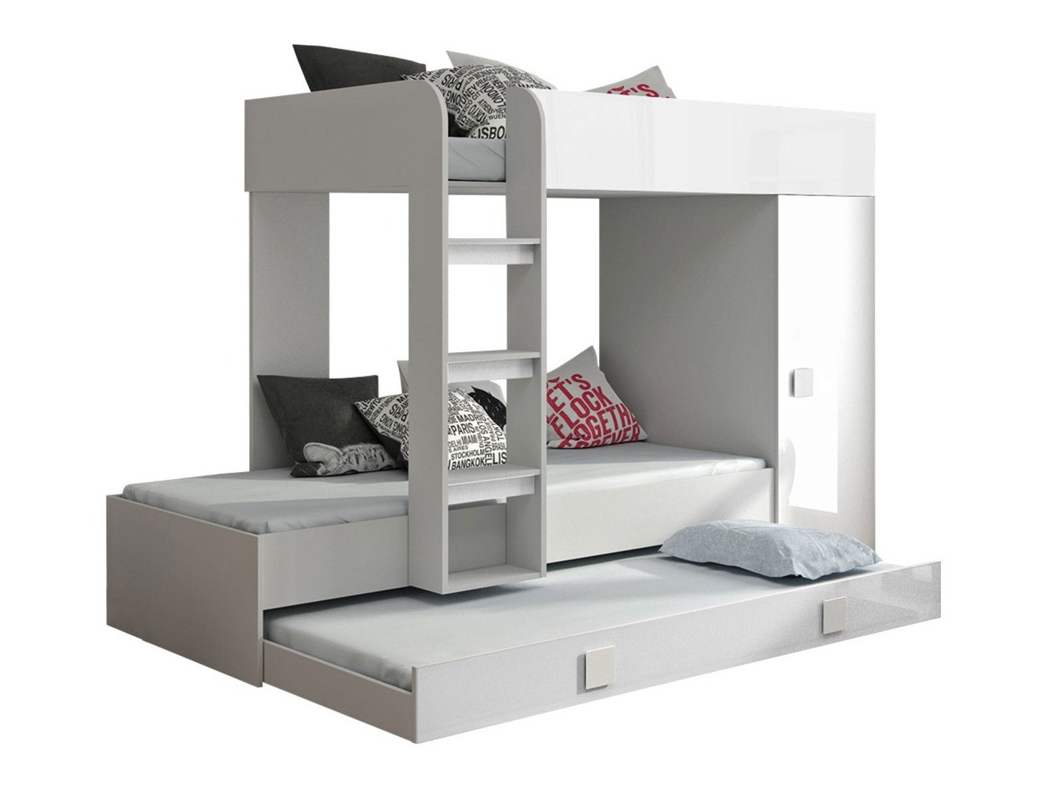 Letto a castello Hartford 191 (Bianco + Bianco lucido)