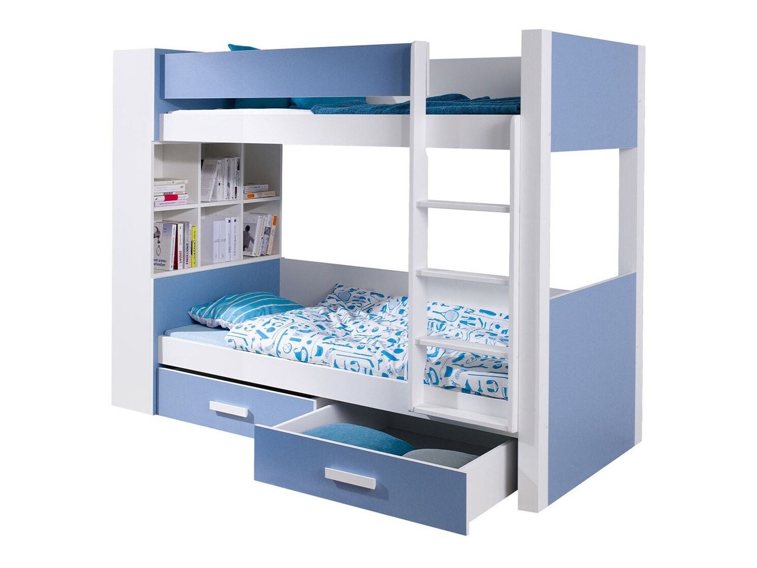 Letto a castello Henderson 141 (Bianco + Blu)