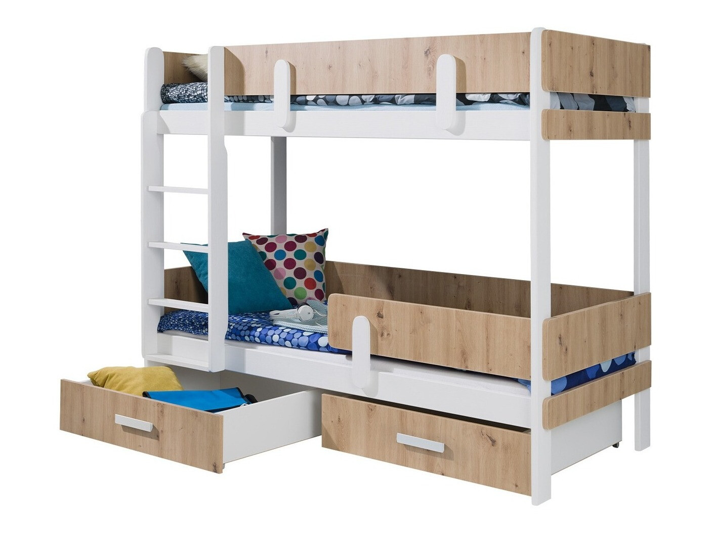 Letto a castello Henderson 144 (Bianco + Rovere Artisan)