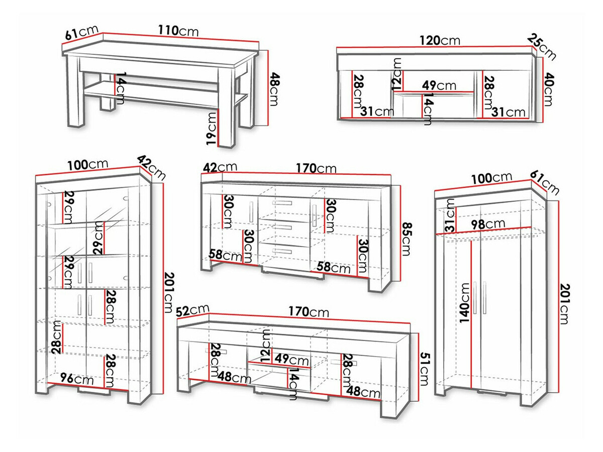 Parete attrezzata Melfeli 126 (Sonoma quercia)