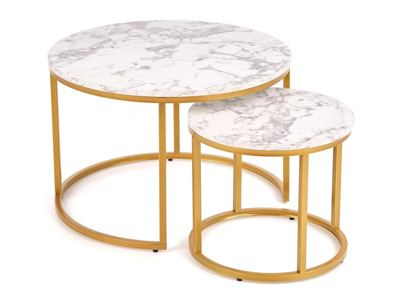 Set tavolino da caffè Houston 2213 (Marmo bianco + D'oro)