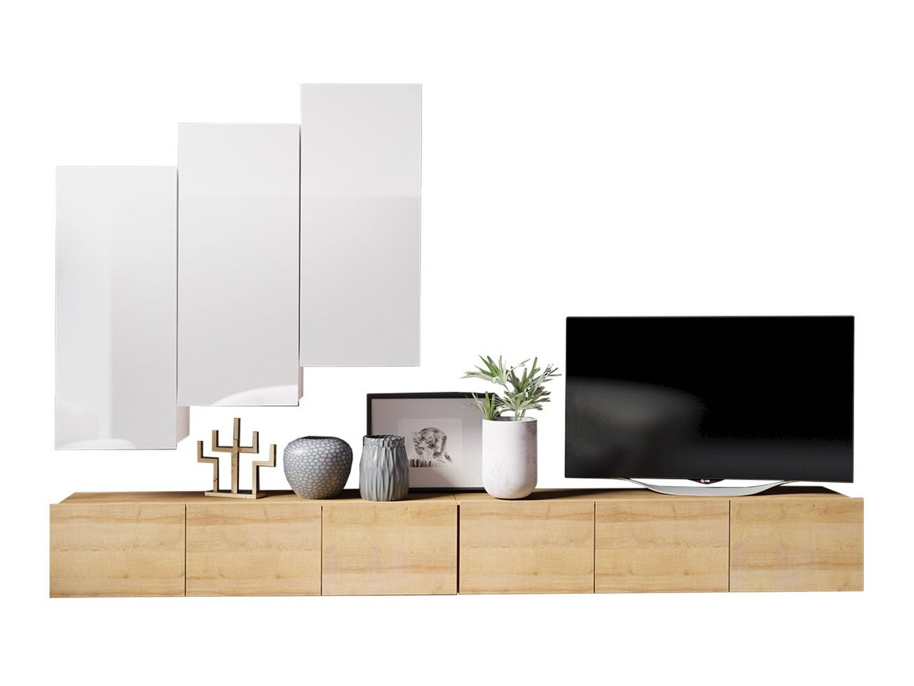 Parete attrezzata Tivdalu 131 (Quercia dorata + Bianco)