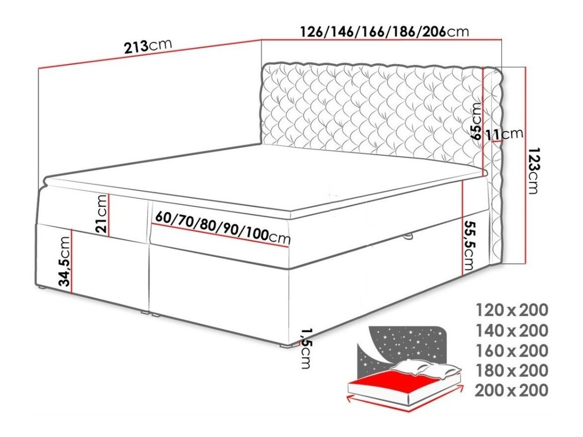 Letto continentale Lac (Magic Velvet 2243)