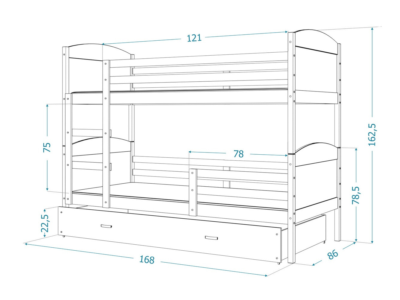 Letto a castello Aurora 101 (Bianco)