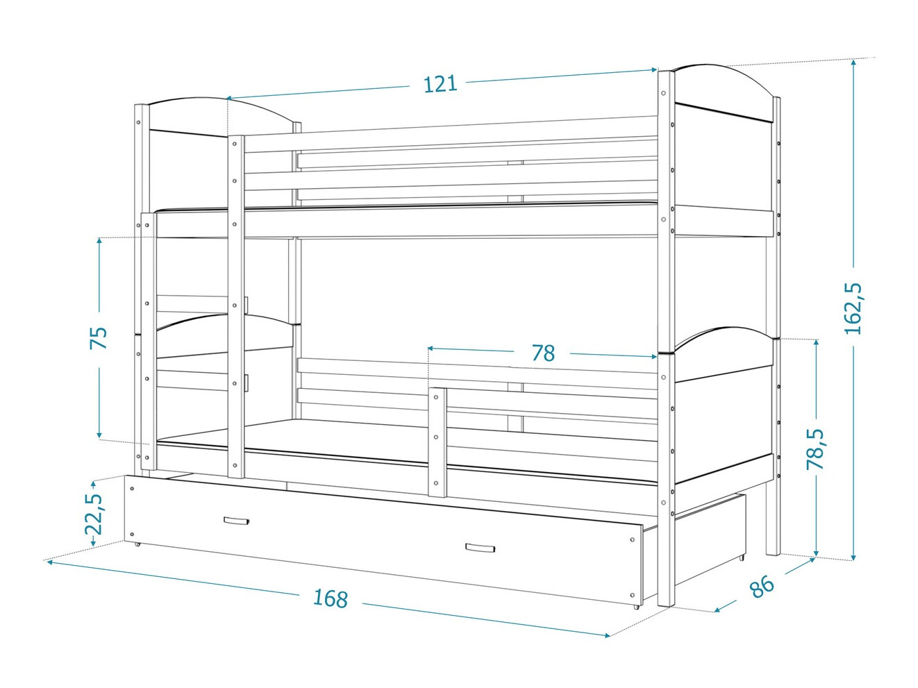 Letto a castello Aurora 101 (Blu)