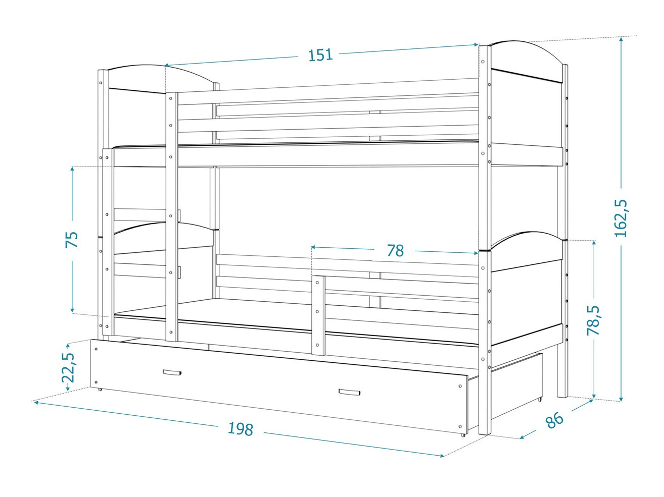 Letto a castello Aurora 102 (Bianco)