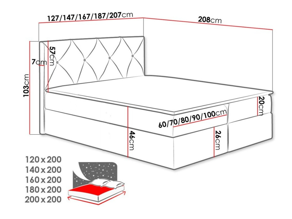 Letto continentale Litus (Mono 235)