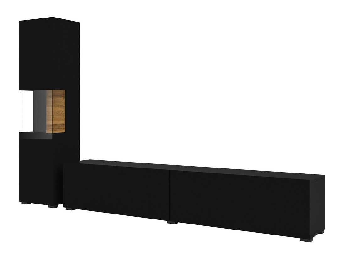 Parete attrezzata Revmiru 105 (Nero + Quercia di Wotan)