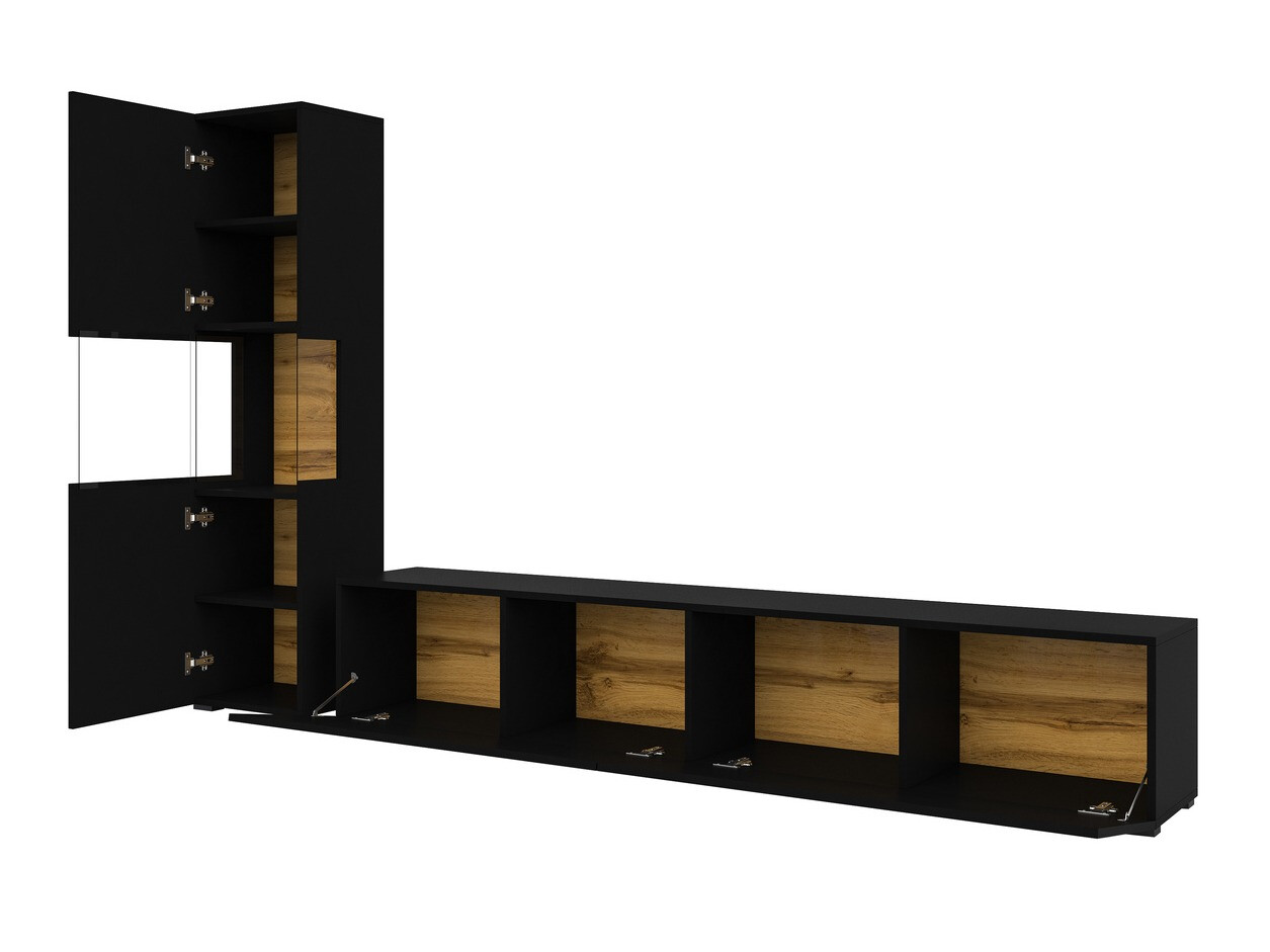 Parete attrezzata Revmiru 105 (Nero + Quercia di Wotan)