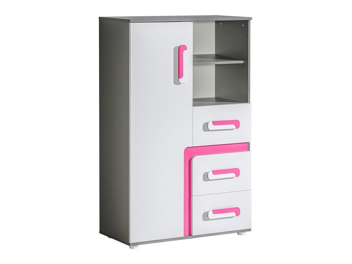 Cassettiera Levtala 106 (Antracite + Bianco + Fucsia)