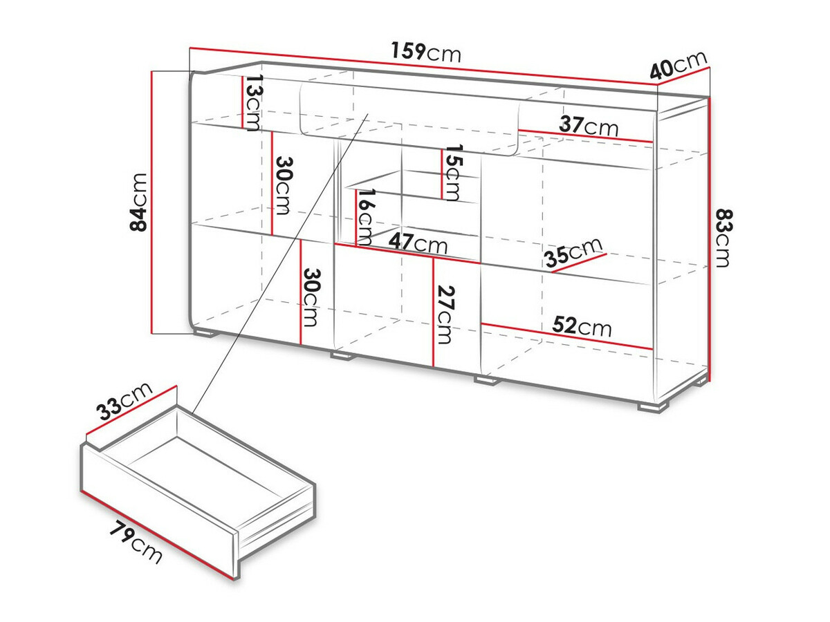 Cassettiera Torsone 108 (Bianco + Bianco lucido)