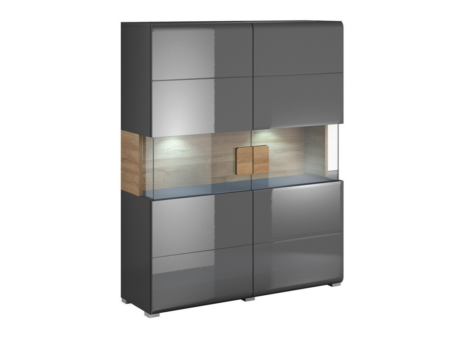 Scaffale Torsone 107 (Antracite + Gloss antracite + Nipote di quercia)