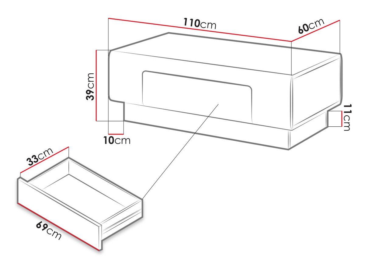 Tavolino da caffè Torsone 111 (Bianco + Bianco lucido)