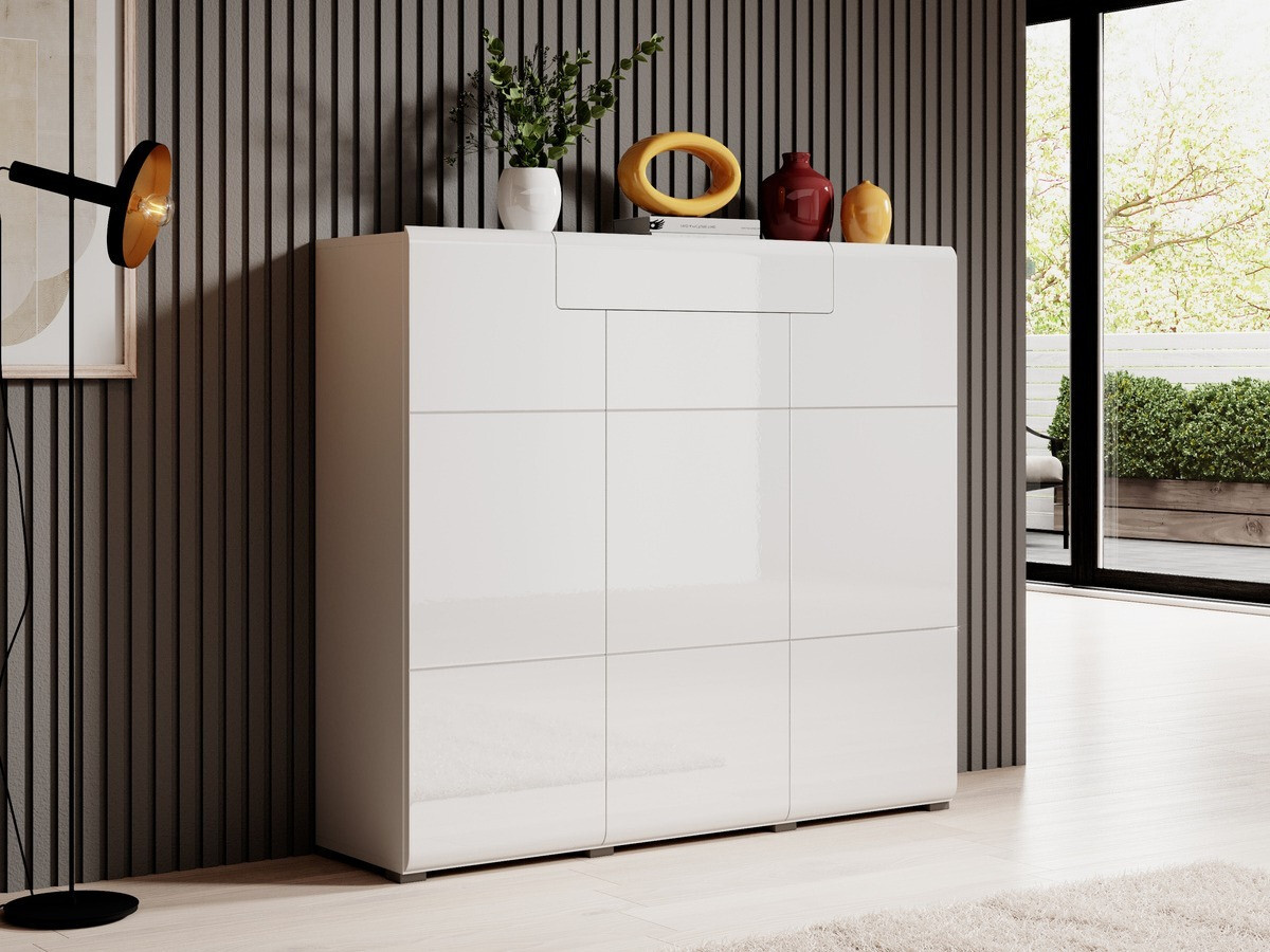 Cassettiera Torsone 112 (Bianco + Bianco lucido)