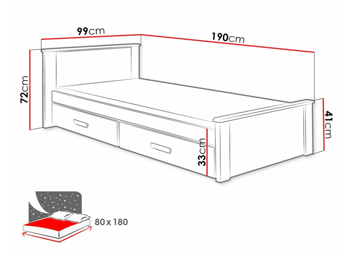 Letto Henderson 115 (Bianco + Grigio)
