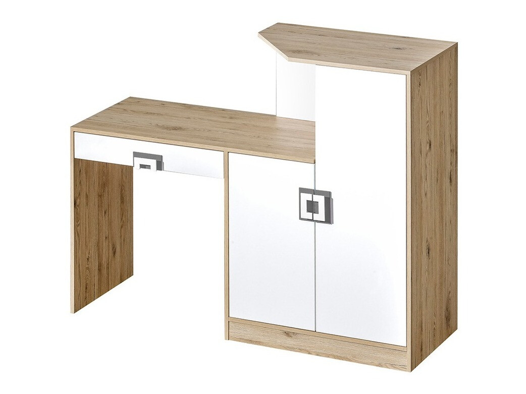 Scrivania da ufficio Balvire 111 (Rovere chiaro + Bianco + Grigio)
