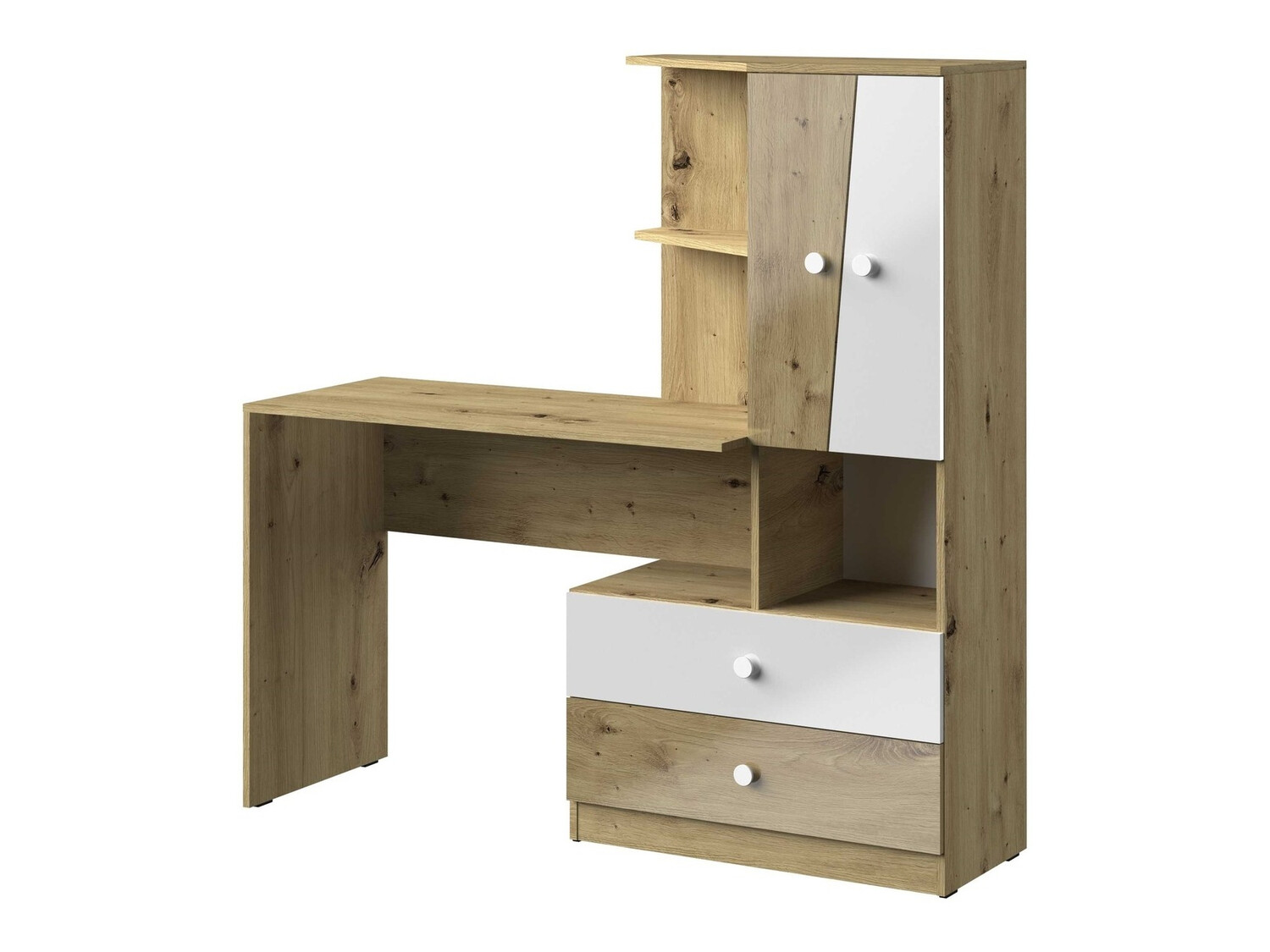 Scrivania da ufficio Mirelbu 110 (Rovere Artisan + Bianco lucido)
