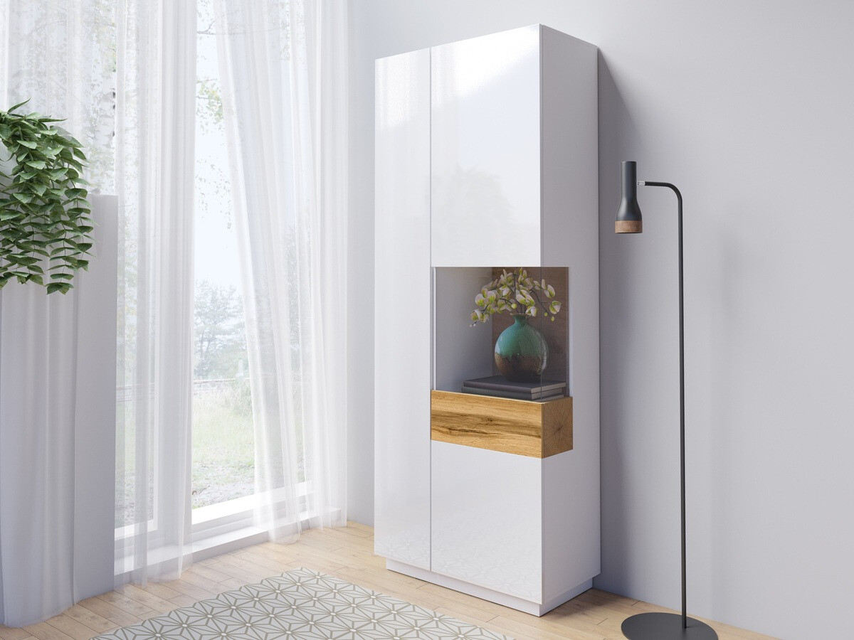 Scaffale Livlore 100 (Bianco + Bianco lucido + Quercia di Wotan)