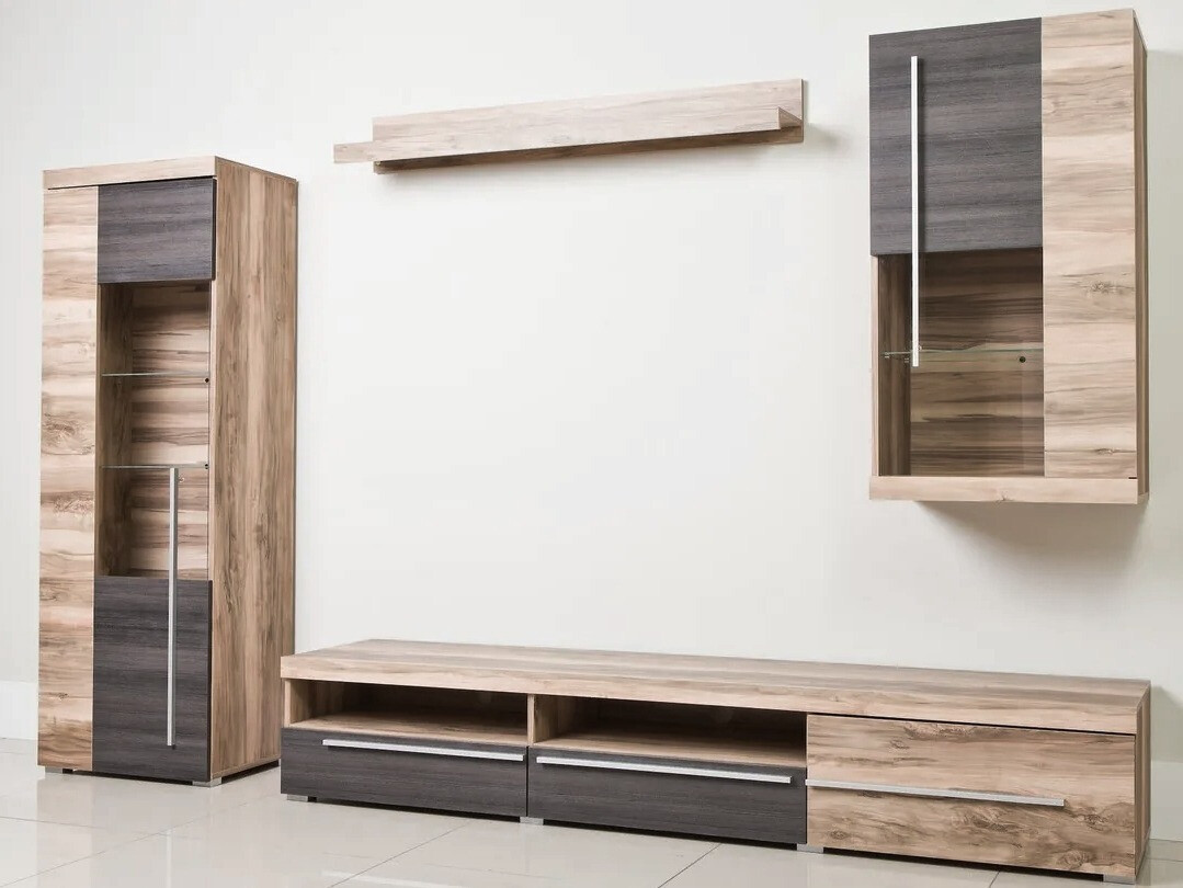 Parete attrezzata Sorciro 105 (Noce + Rovere moro)