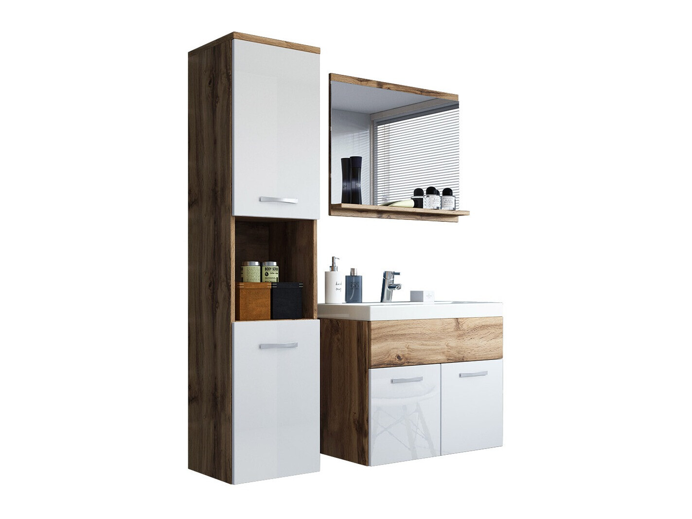 Set bagno Sarasota 122 (Quercia di Wotan + Bianco lucido)
