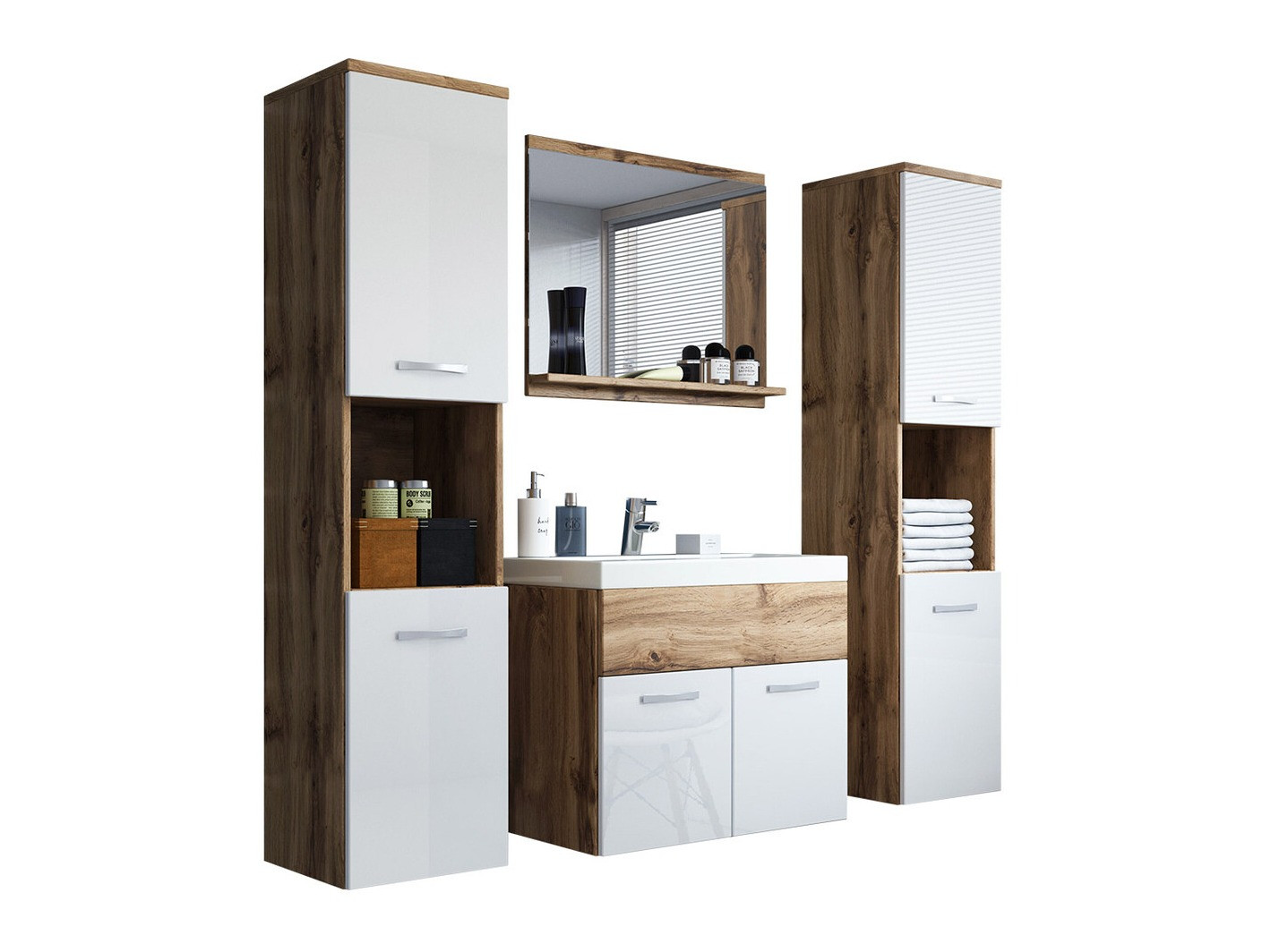 Set bagno Sarasota 123 (Quercia di Wotan + Bianco lucido)