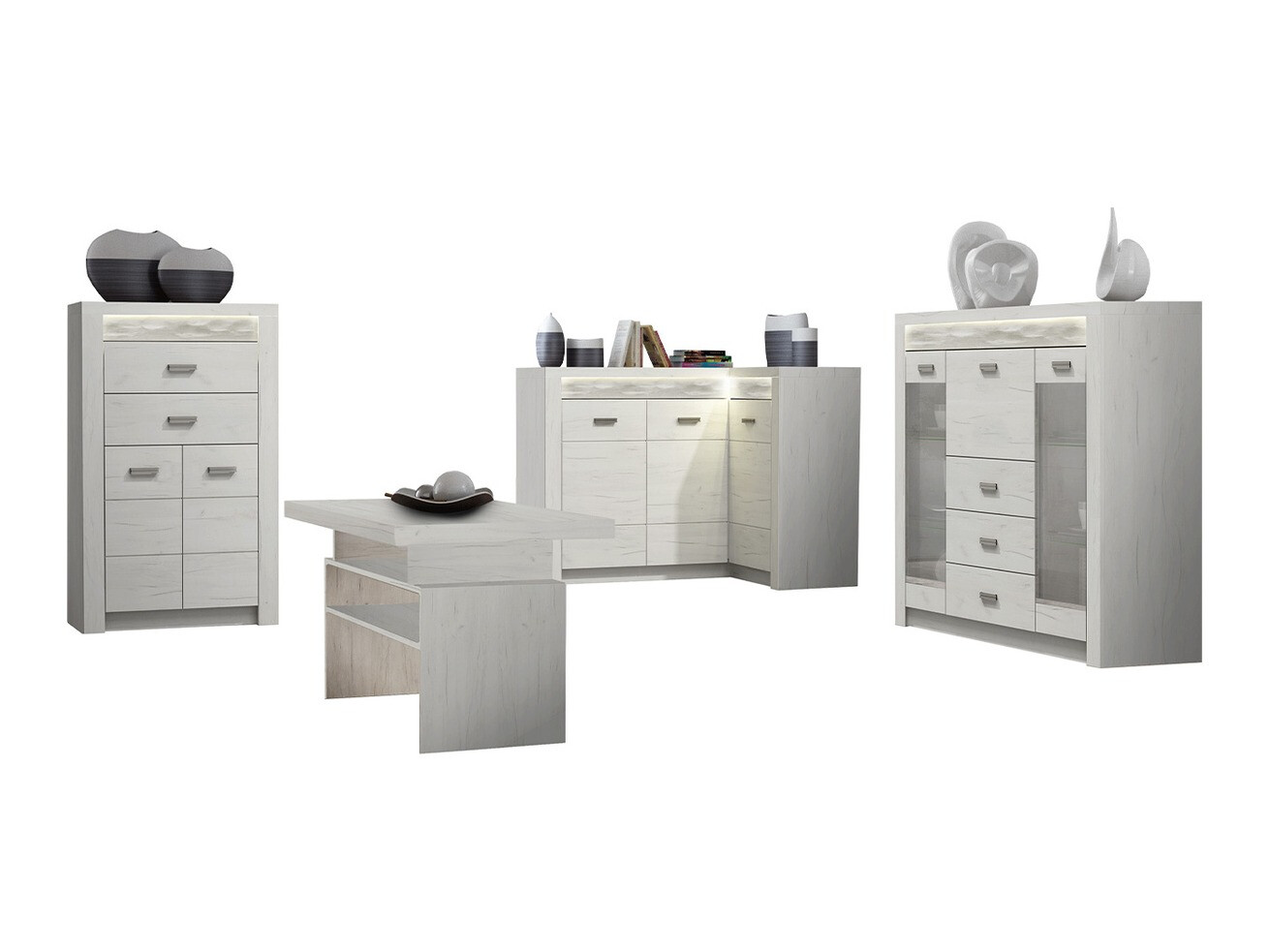 Parete attrezzata Serfeno 121 (Bianco artigianale)