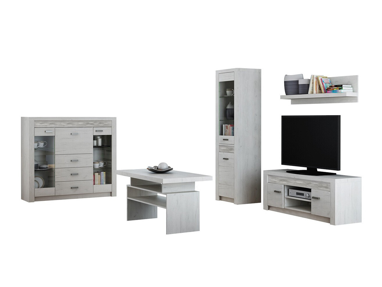 Parete attrezzata Serfeno 122 (Bianco artigianale)