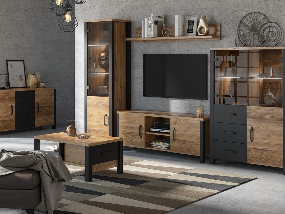 Tavolino da caffè Tornua 107 (Abete scuro + Nero opaco)