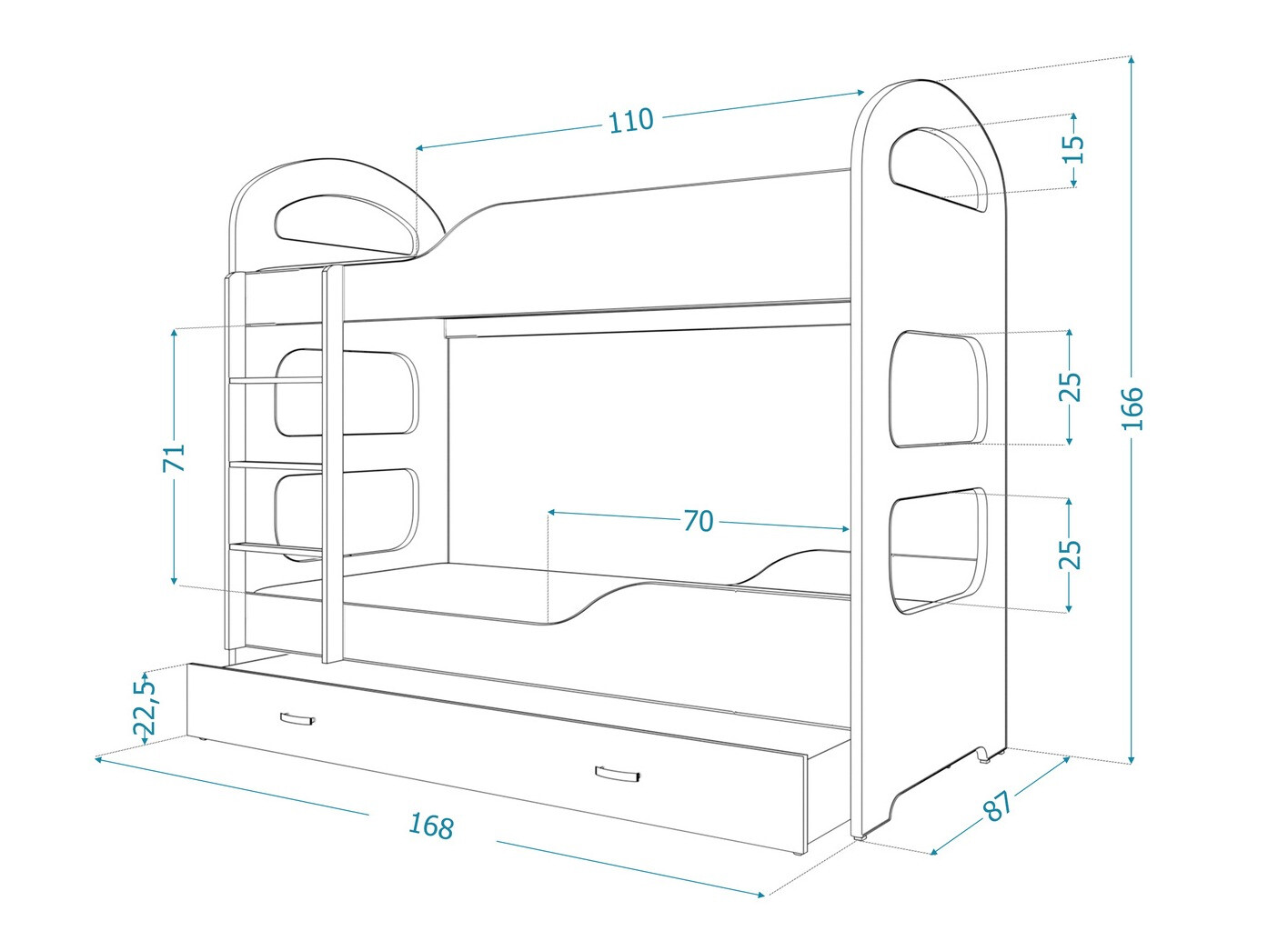 Letto a castello Aurora 114