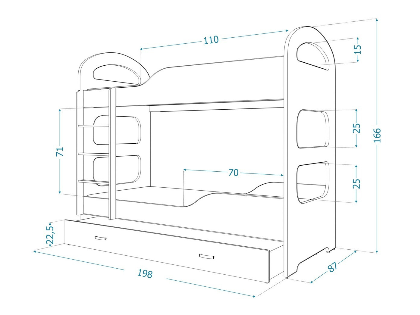 Letto a castello Aurora 115
