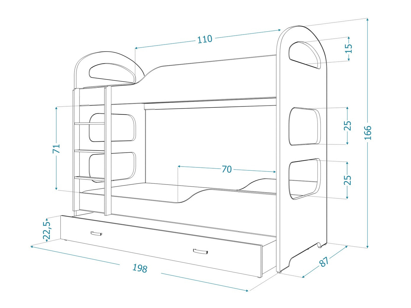 Letto a castello Aurora 115