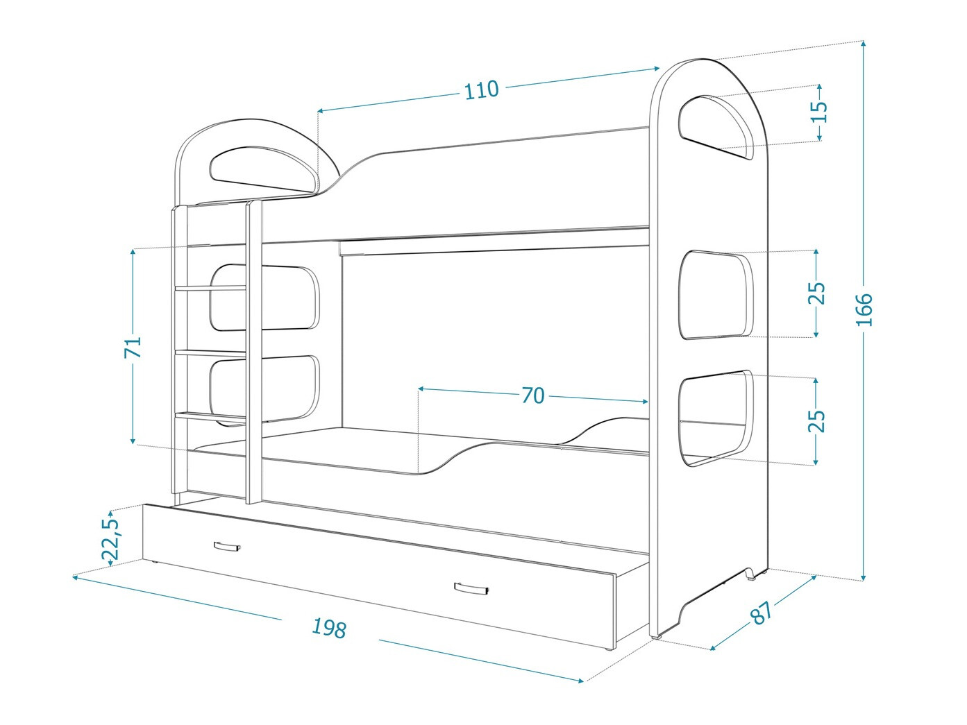 Letto a castello Aurora 115