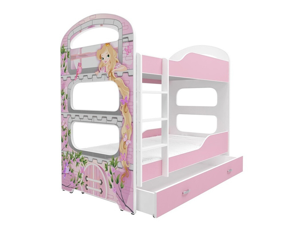 Letto a castello Aurora 116 (Bianco + Fucsia)