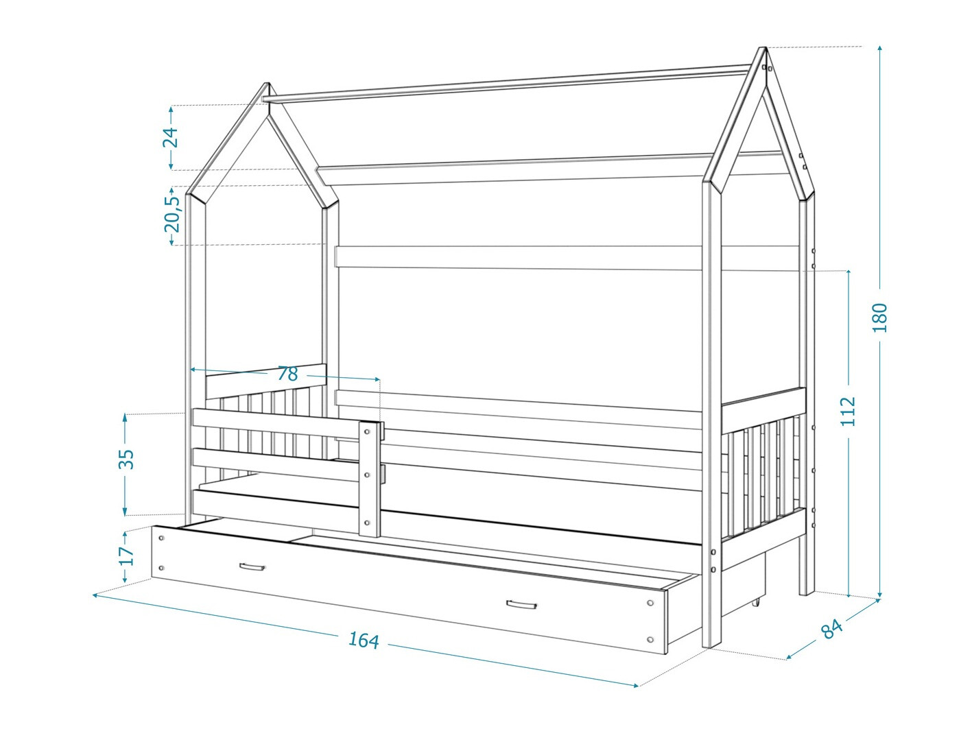Letto Aurora 122 (Bianco)