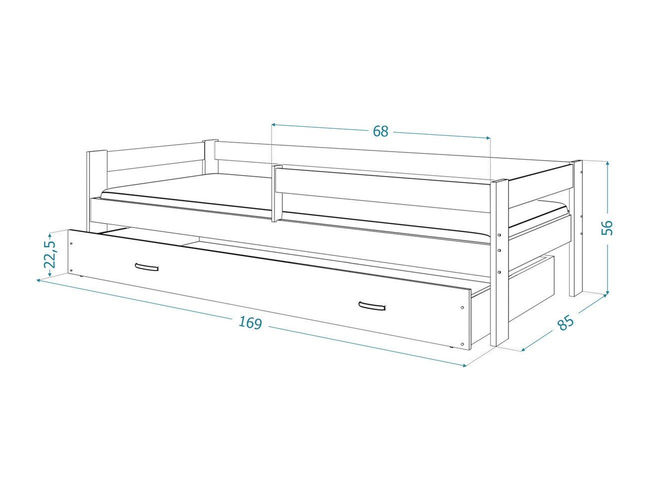 Letto Aurora 125 (Bianco)