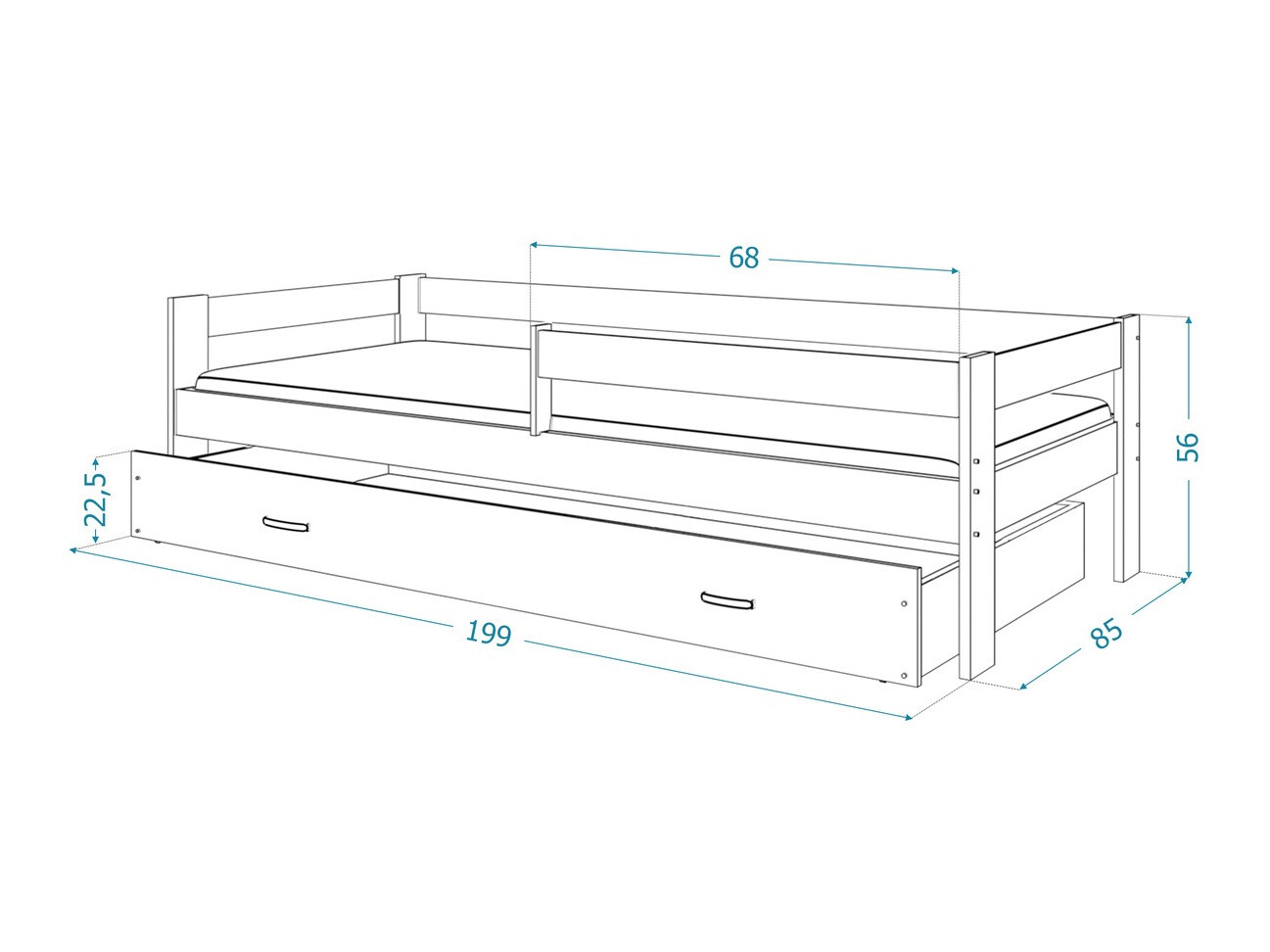 Letto Aurora 125 (Bianco)