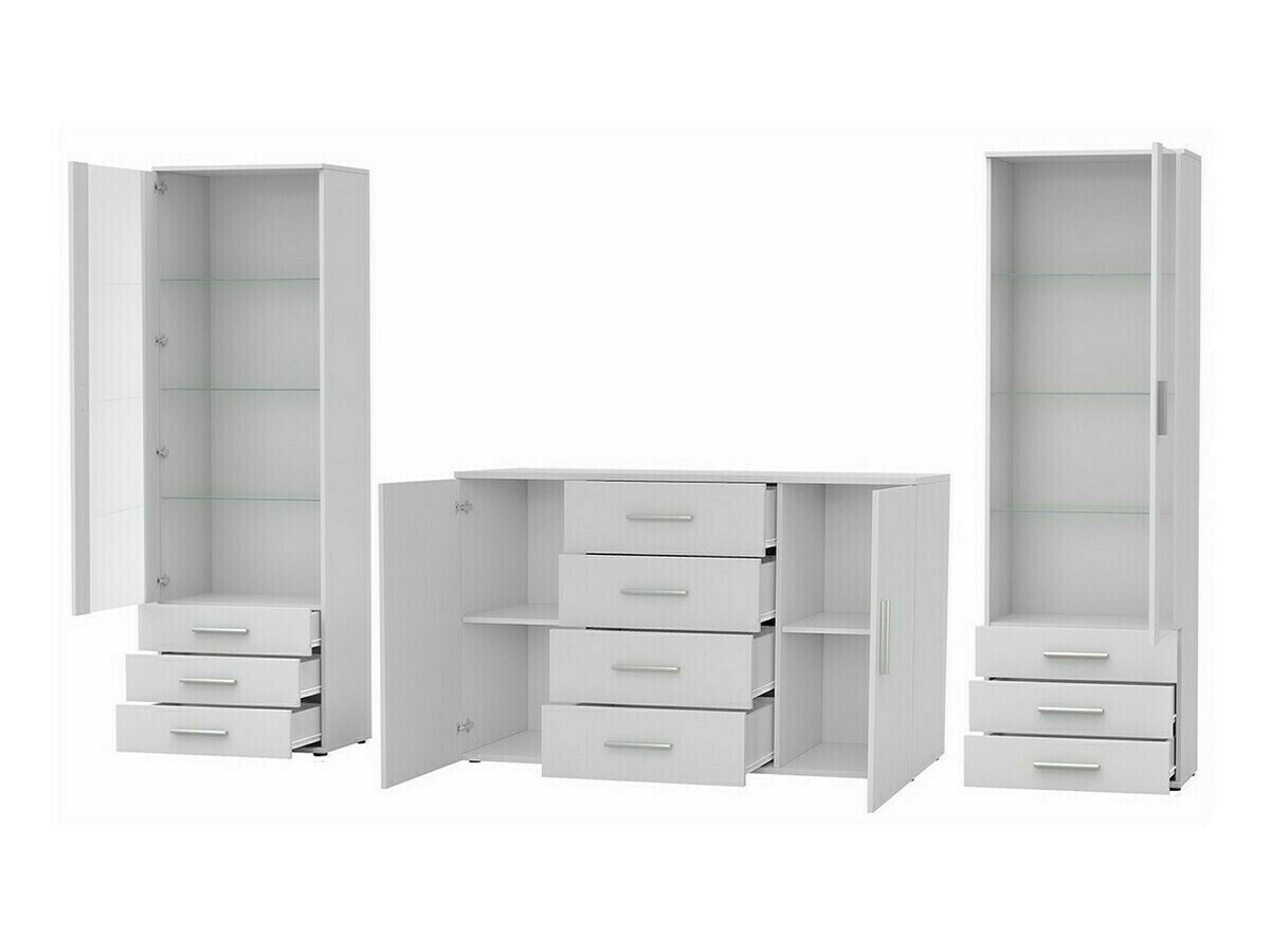 Parete attrezzata Tornola 112 (Bianco + Bianco lucido)