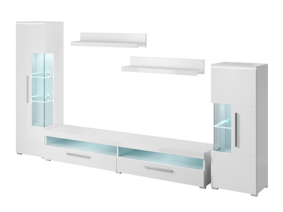 Parete attrezzata Torvire 107 (Bianco + Bianco lucido)