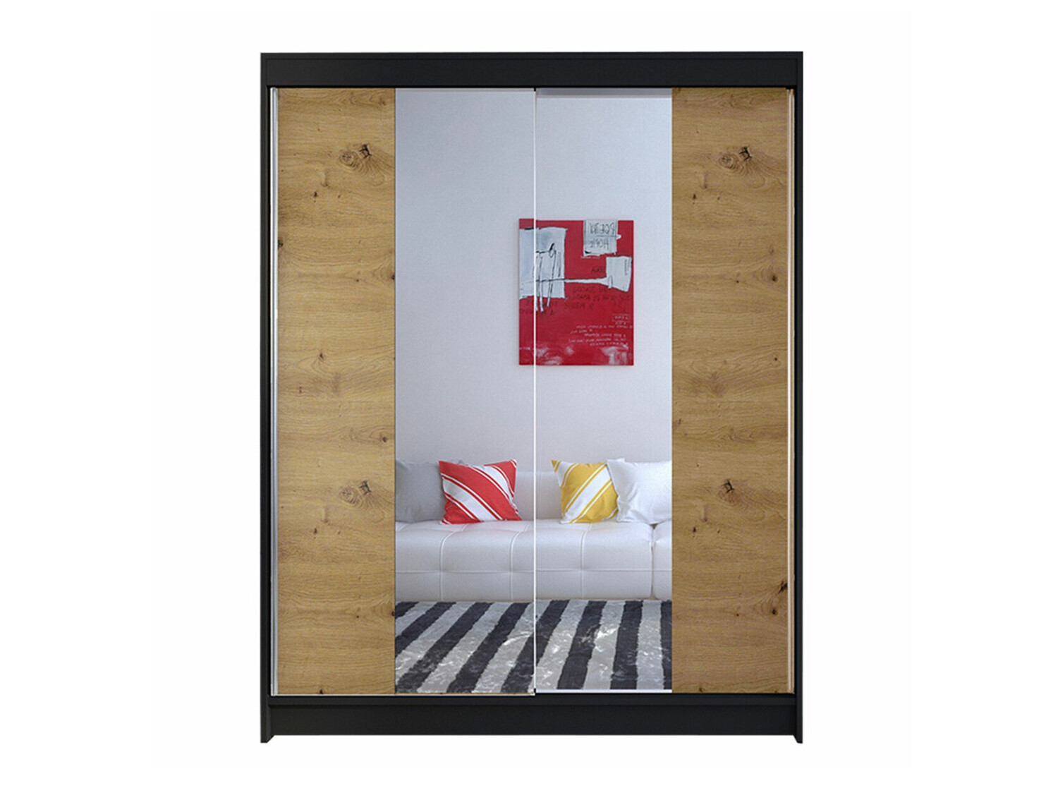 Armadio Closico 141 (Nero + Rovere Artisan)