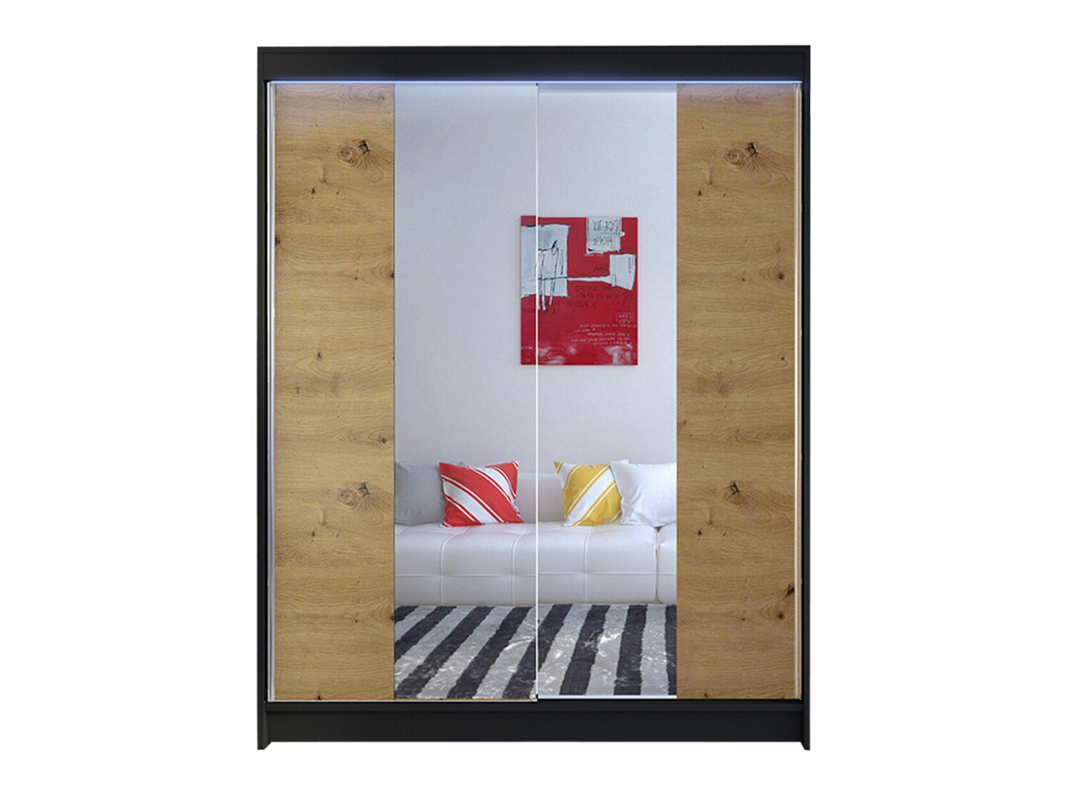 Armadio Closico 141 (Nero + Rovere Artisan)